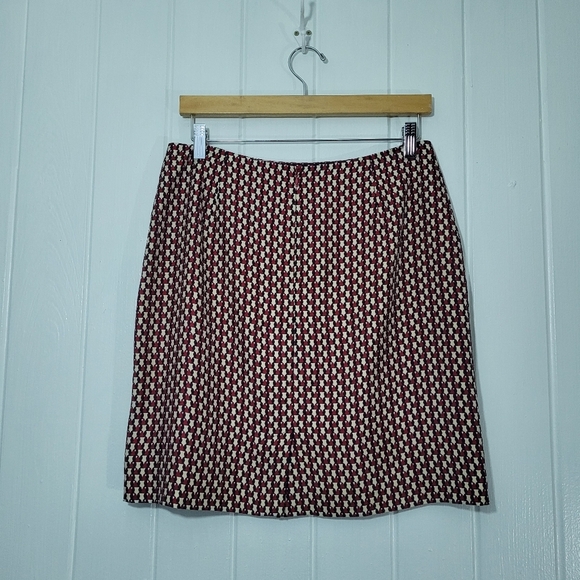 Ann Taylor 10P Pencil Skirt Rayon Blend Silk Lining Multicolored Geometric Print - Picture 2 of 8